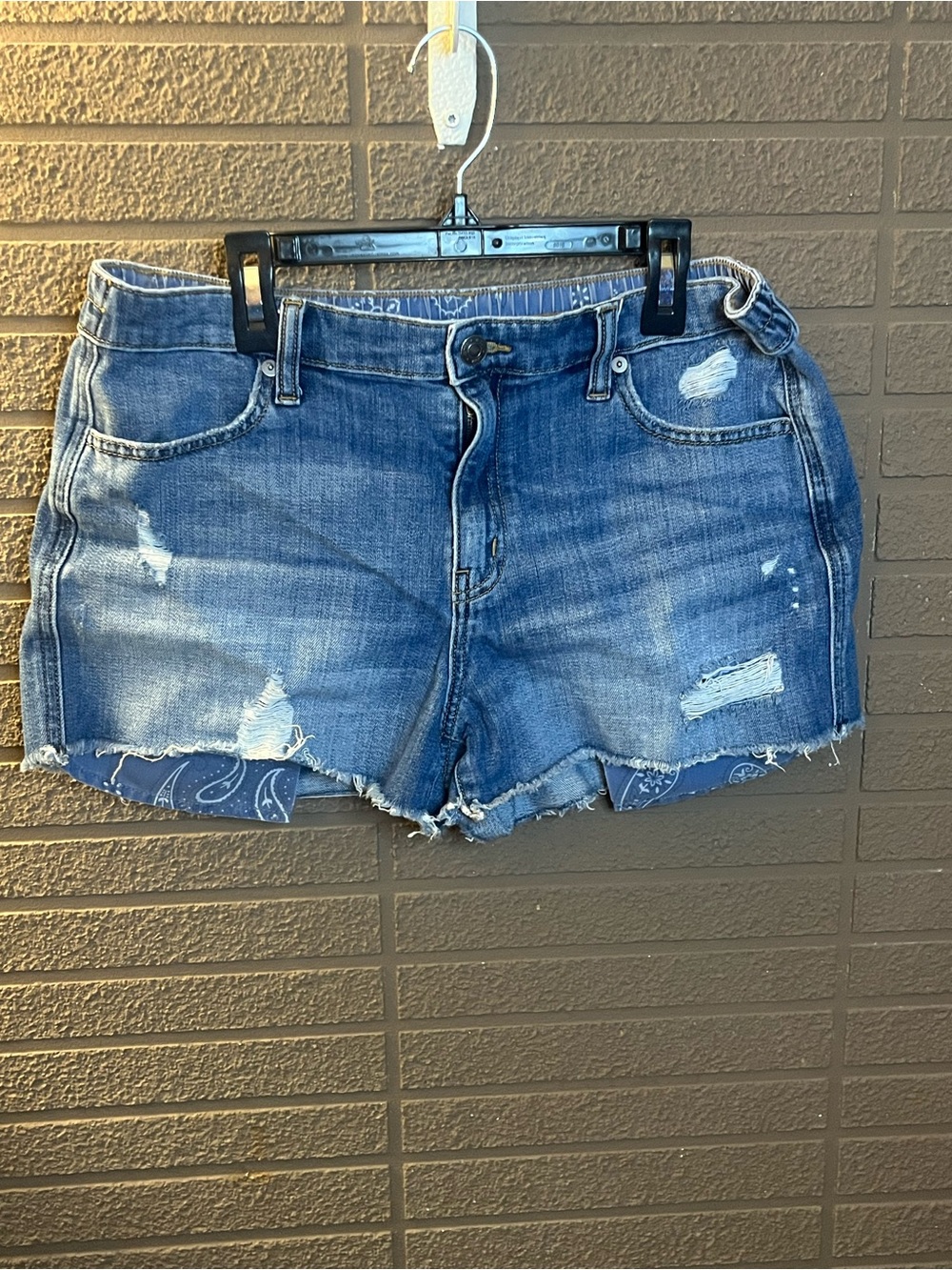 aerie Frayed Hem Distressed Denim Shorts - Blue